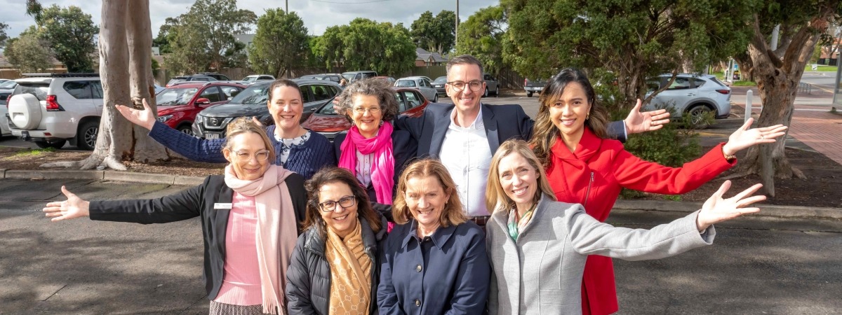Service partner representatives and Councillors on the site of the future Cranbourne Hub. 