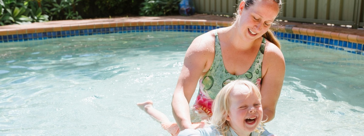 Backyard pool swimming