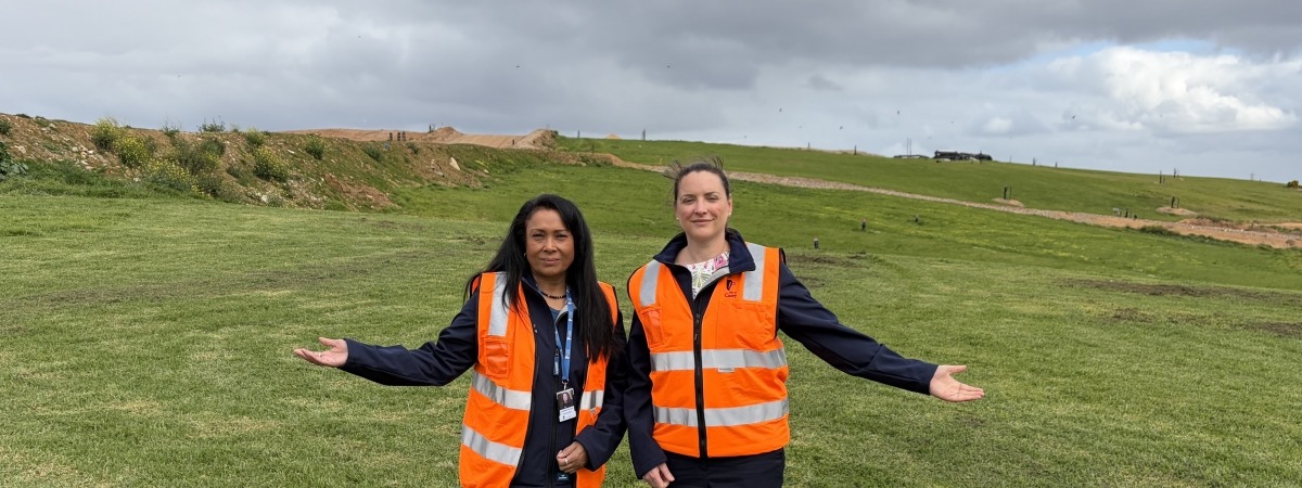 Cr Lynette Pereira and Mayor Michelle Crowther overlooking the Hampton Park Hill area. 