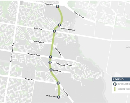 Map highlighting Bells Road from Heather Grove and Oshea Road