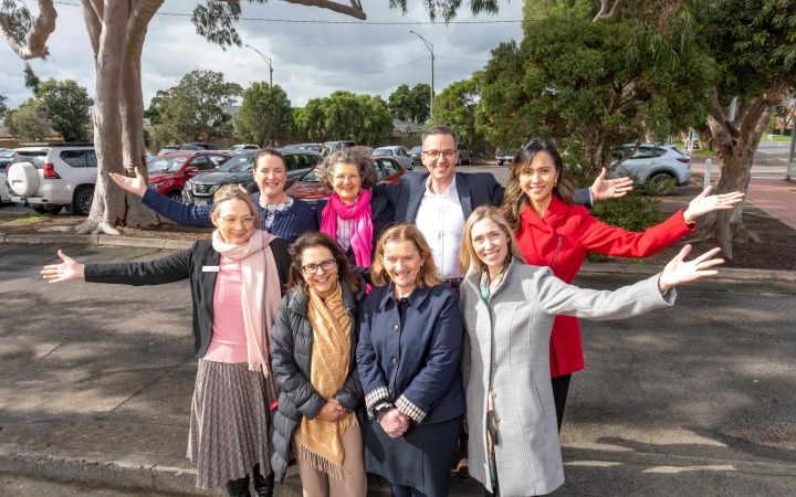 Service partner representatives and Councillors on the site of the future Cranbourne Hub. 