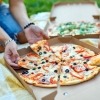 sharing pizza